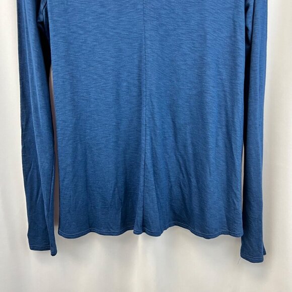 Express Womens Long Sleeve Choker Cut Out Semi Sheer Top Blue S - Picture 5 of 8